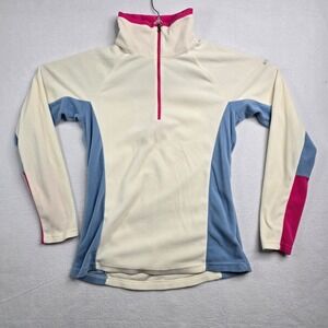 Columbia‎ Women's Fleece 1/4 Zip Pullover Cream Blue Pink Size S